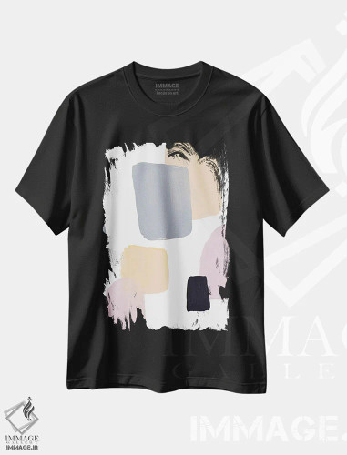 تیشرت مشکی طرح دار "اشکال شناور II" اثر لِینی لورث | فروشگاه ایماژ