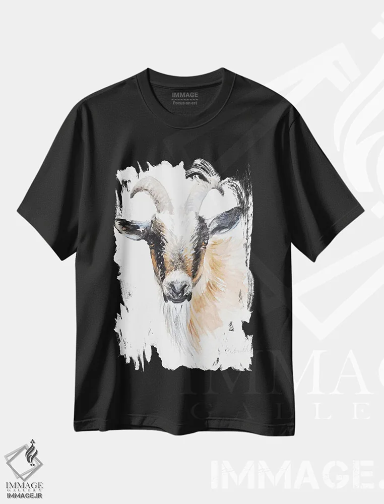 تیشرت مشکی طرح دار "بز II" اثر لِینی لورث | immage.ir