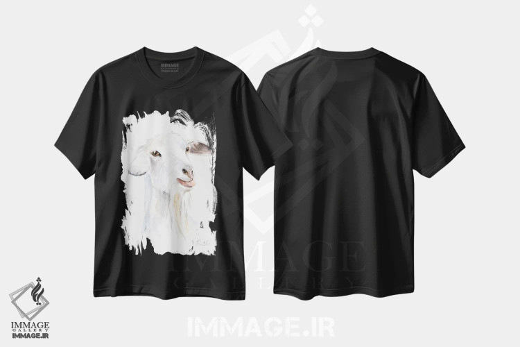تیشرت مشکی طرح دار "بز I" اثر لِینی لورث | فروشگاه ایماژ