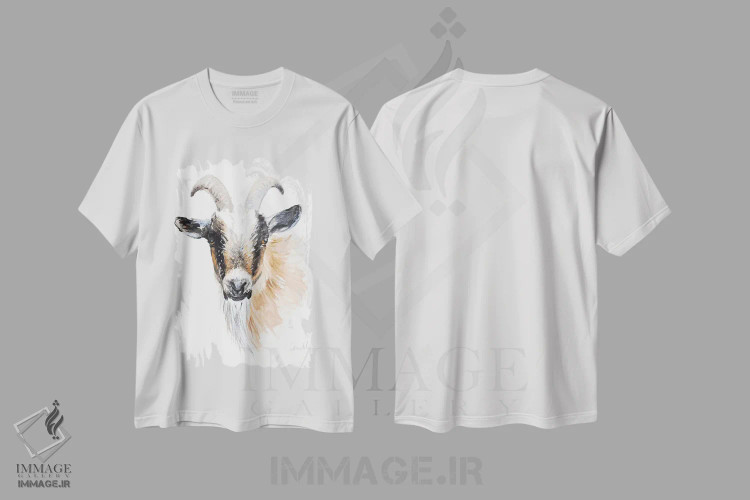 تیشرت سفید طرح دار "بز II" اثر لِینی لورث | فروشگاه ایماژ