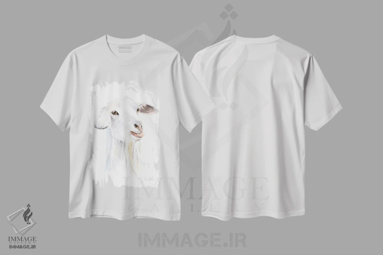 تیشرت سفید طرح دار "بز I" اثر لِینی لورث | immage.ir