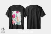 تیشرت مشکی طرح دار "لاله های شاد I"، دکور معاصر اثر لِینی لورث | فروشگاه ایماژ