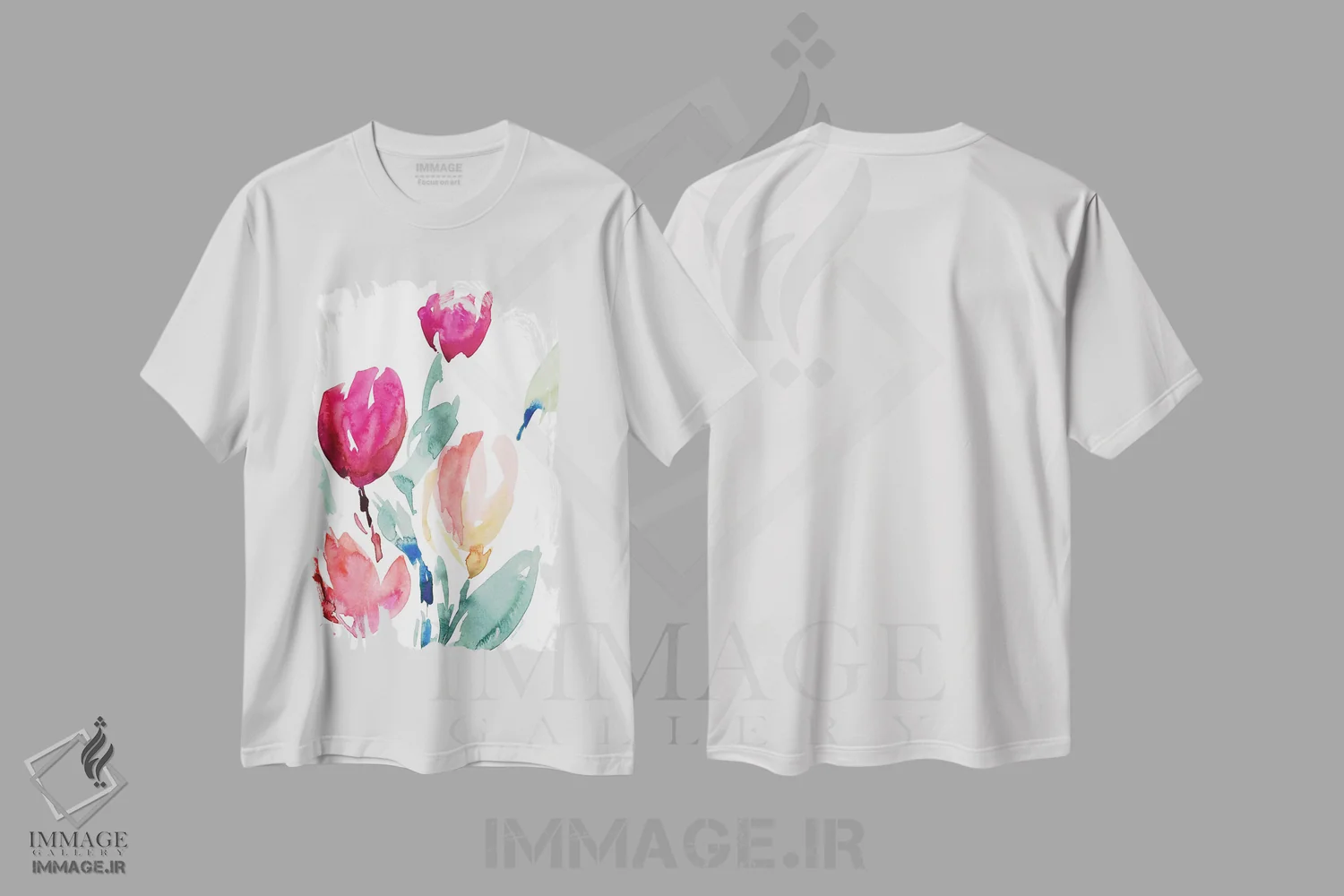 تیشرت سفید طرح دار "لاله های شاد I"، دکور معاصر اثر لِینی لورث | immage.ir