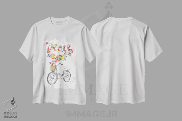 تیشرت سفید طرح دار "عشق و صلح II"، دکور معاصر اثر لِینی لورث | فروشگاه ایماژ