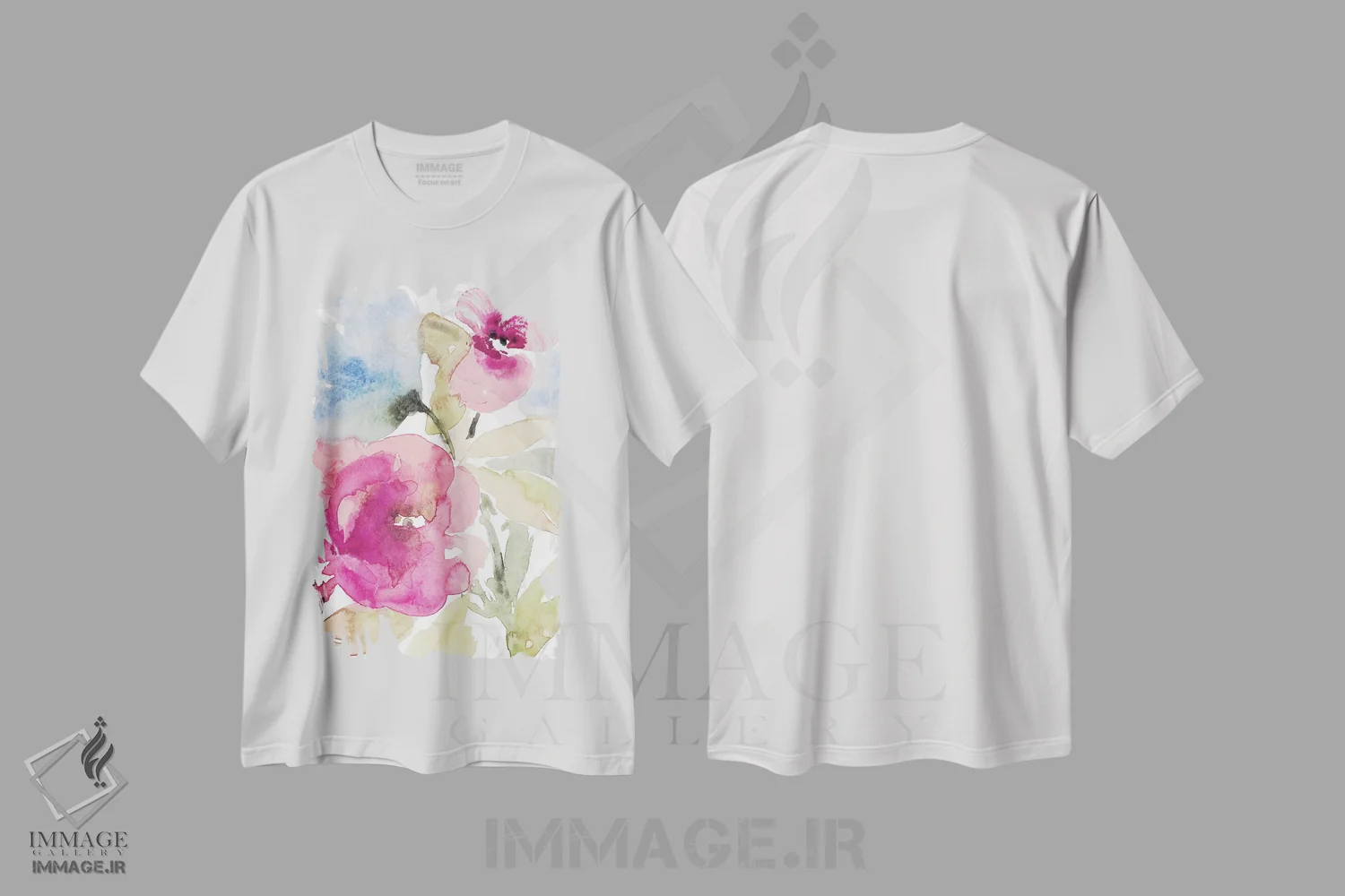 تیشرت سفید طرح دار "گل های آرام I"، دکور معاصر اثر لِینی لورث | فروشگاه ایماژ