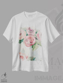 تیشرت سفید طرح دار "شکوفه های بهاری صورتی I"، دکور معاصر اثر لِینی لورث | immage.ir