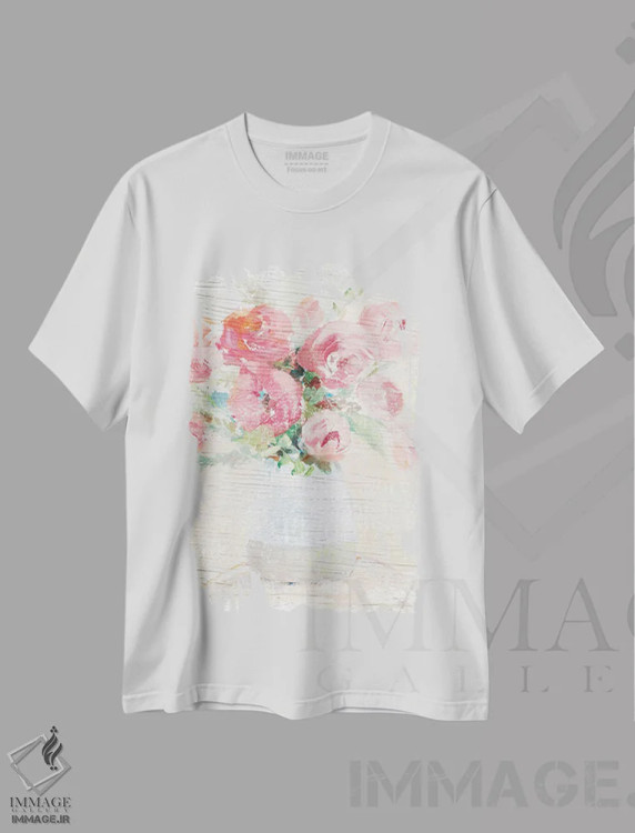 تیشرت سفید طرح دار "گون ها روی چوب"، دکور معاصر اثر لِینی لورث | فروشگاه ایماژ