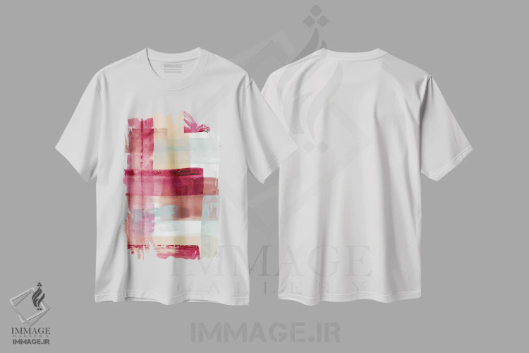 تیشرت سفید طرح دار "رز و هلو I" اثر لِینی لورث | فروشگاه ایماژ