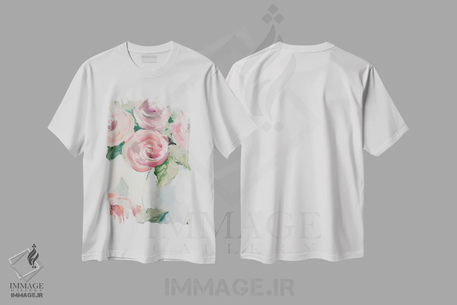 تیشرت سفید طرح دار "شکوفه های بهاری صورتی I"، دکور معاصر اثر لِینی لورث | immage.ir