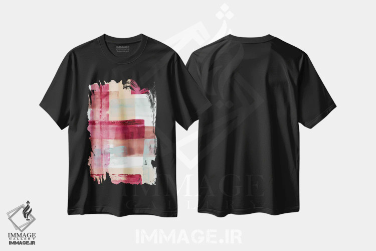 تیشرت مشکی طرح دار "رز و هلو I" اثر لِینی لورث | immage.ir