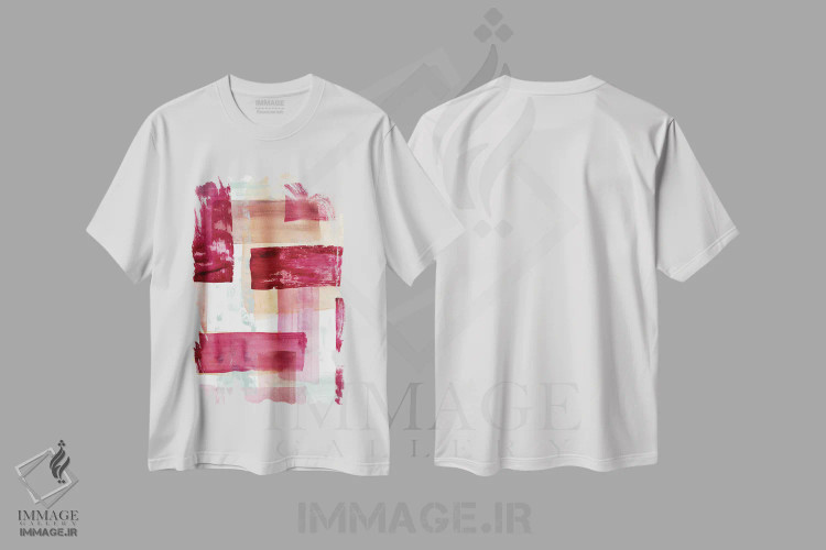 تیشرت سفید طرح دار "رز و هلو II" اثر لِینی لورث | immage.ir