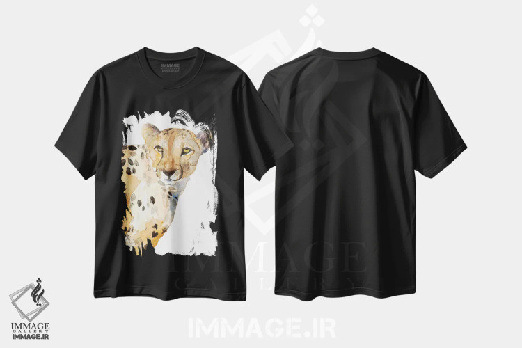 تیشرت مشکی طرح دار "چیتای ایستاده"، دکور معاصر اثر لِینی لورث | فروشگاه ایماژ