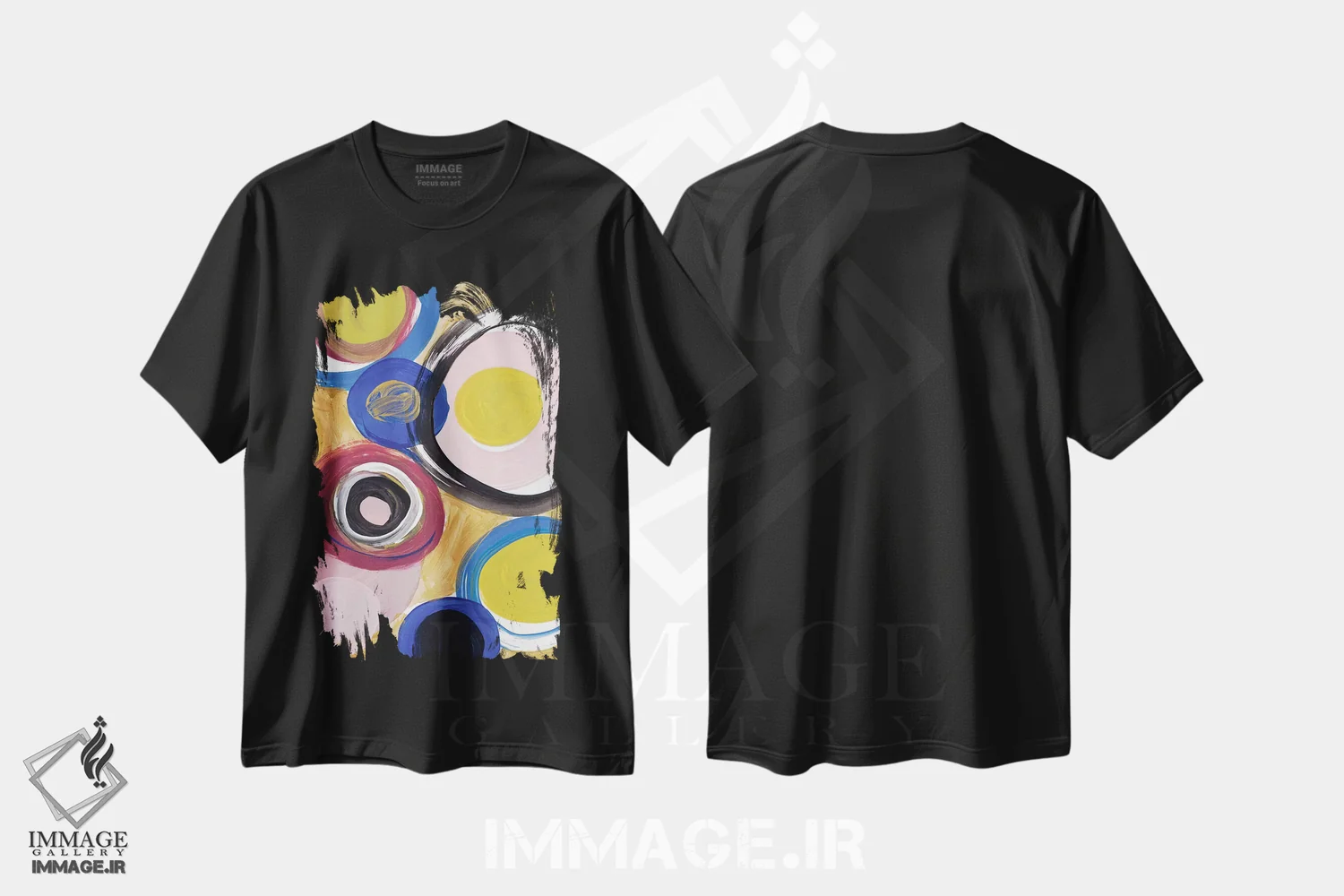 تیشرت مشکی طرح دار "زمان و فضا II" اثر لِینی لورث | فروشگاه ایماژ