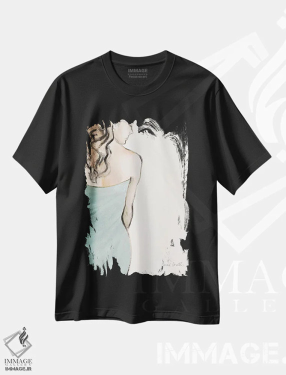 تیشرت مشکی طرح دار "زن متفکر I"، تزئینی اثر لِینی لورث | immage.ir