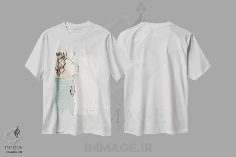 تیشرت سفید طرح دار "زن متفکر I"، تزئینی اثر لِینی لورث | فروشگاه ایماژ