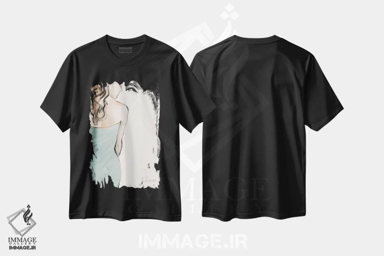 تیشرت مشکی طرح دار "زن متفکر I"، تزئینی اثر لِینی لورث | immage.ir