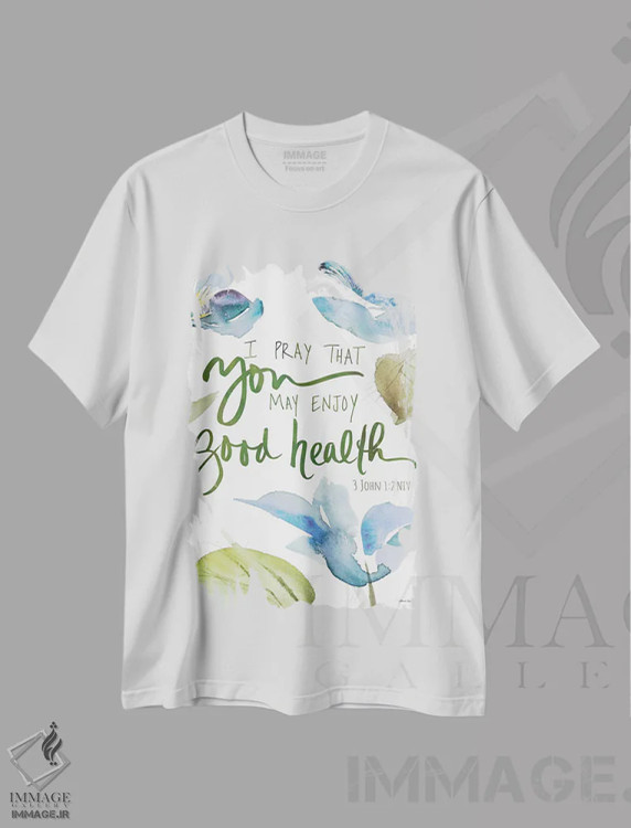 تیشرت سفید طرح دار "شمعدانی های سلامت خوب"، مدیوم اثر لِینی لورث | immage.ir