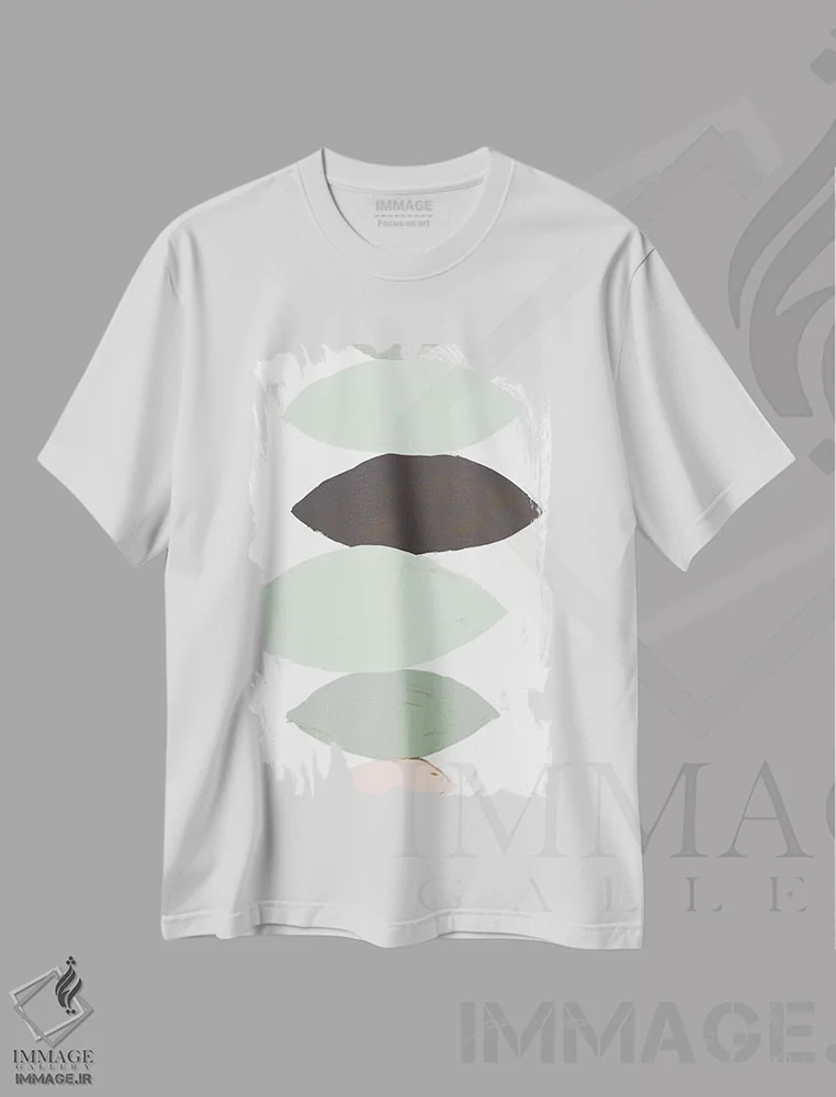 تیشرت سفید طرح دار "سنگریزه های پاستلی" اثر لِینی لورث | فروشگاه ایماژ