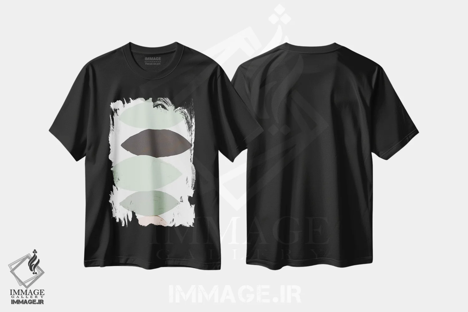 تیشرت مشکی طرح دار "سنگریزه های پاستلی" اثر لِینی لورث | immage.ir