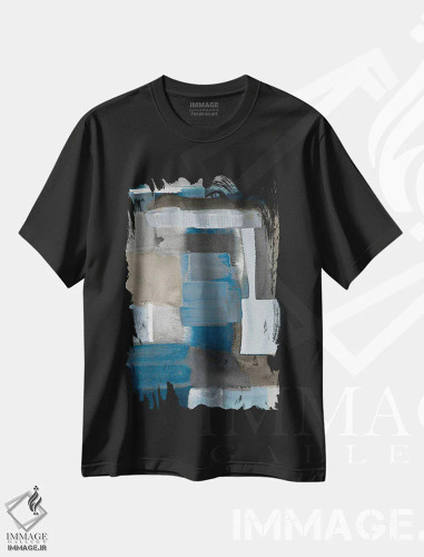تیشرت مشکی طرح دار "آبی خاکستری روشن II" اثر لِینی لورث | فروشگاه ایماژ