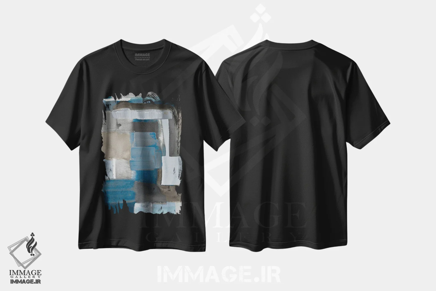 تیشرت مشکی طرح دار "آبی خاکستری روشن II" اثر لِینی لورث | فروشگاه ایماژ