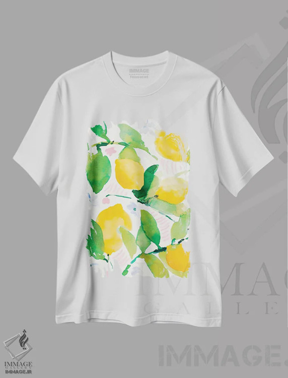 تیشرت سفید طرح دار "لیموهای باغ"، دکور معاصر اثر لِینی لورث | immage.ir