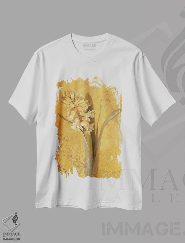 تیشرت سفید طرح دار "سنبل I"، دکور معاصر اثر لِینی لورث | فروشگاه ایماژ