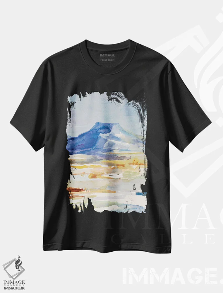 تیشرت مشکی طرح دار "تپه آبیکی یو"، آبستره اثر لِینی لورث | immage.ir
