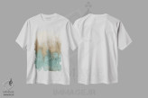 تیشرت سفید طرح دار "عبور از درختان طلایی انتزاعی II" اثر لِینی لورث | immage.ir