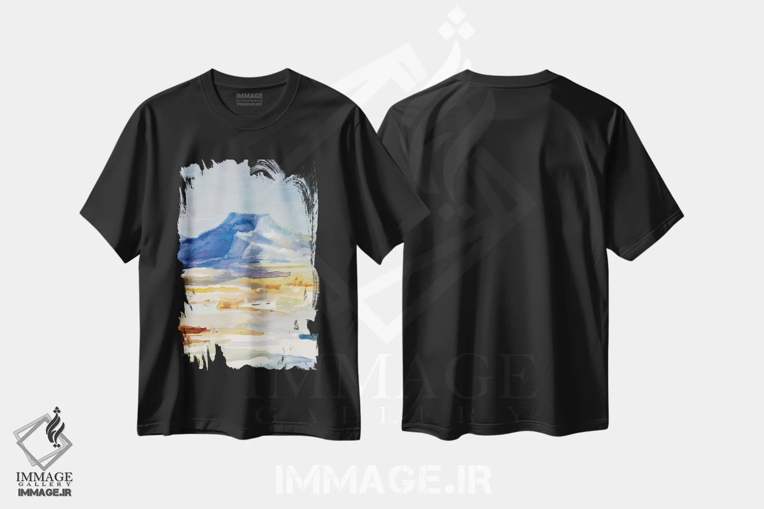 تیشرت مشکی طرح دار "تپه آبیکی یو"، آبستره اثر لِینی لورث | immage.ir