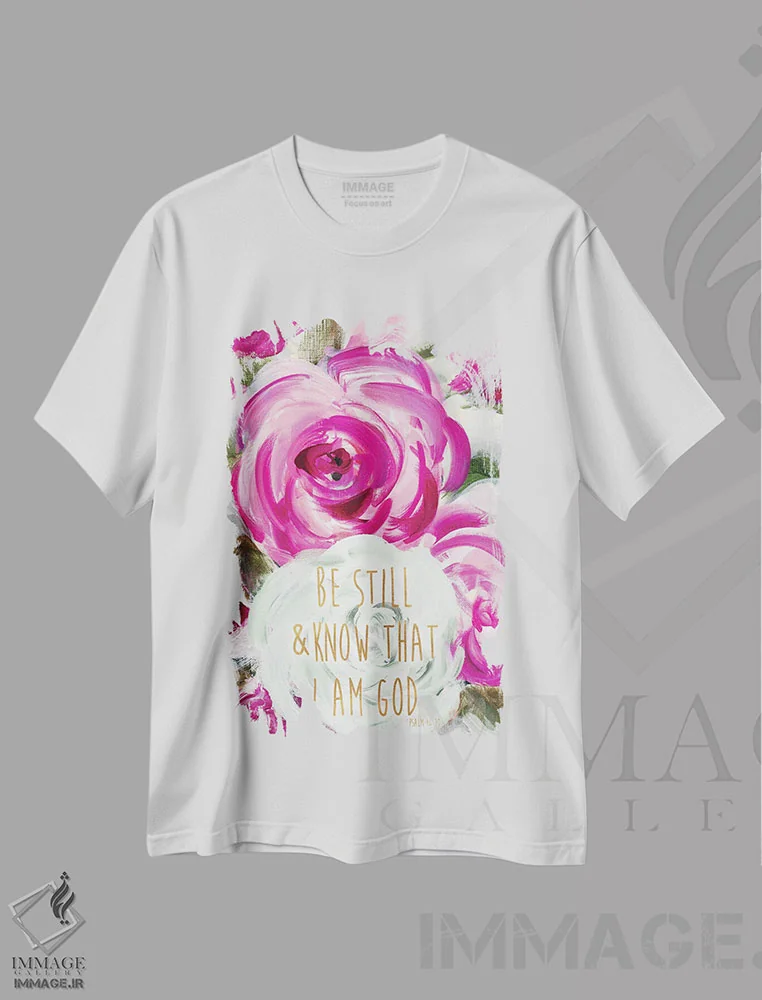 تیشرت سفید طرح دار "آرام باش، باغ تابستانی"، دکور معاصر اثر لِینی لورث | immage.ir