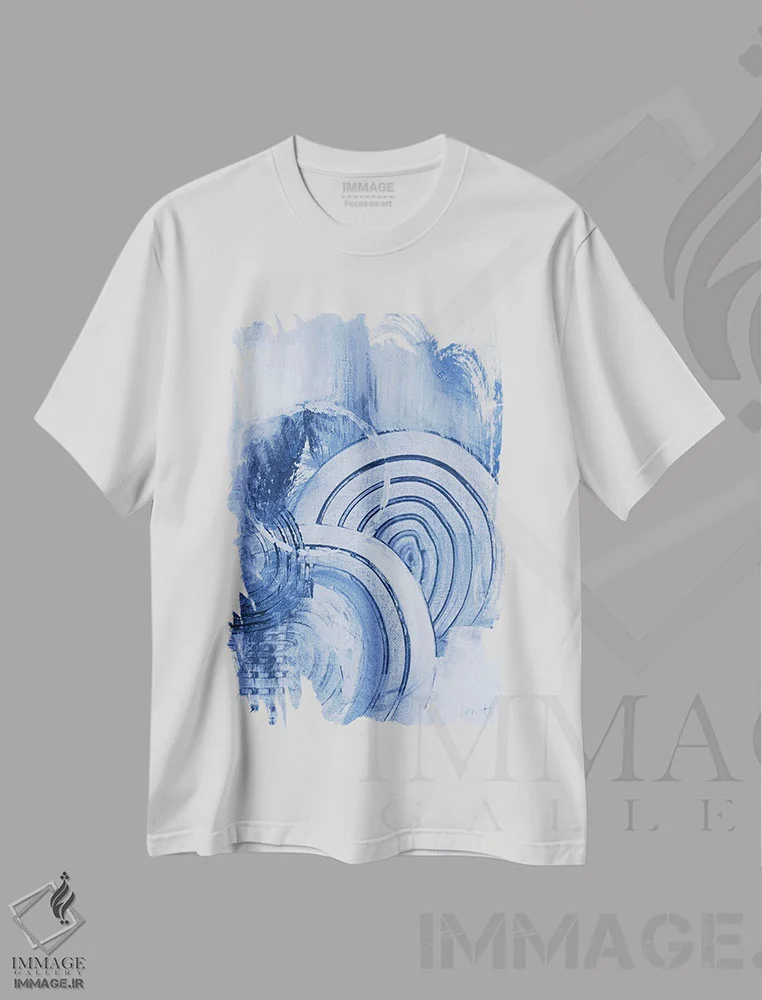 تیشرت سفید طرح دار "فراتر از ایندیگو عمودی" اثر لِینی لورث | immage.ir