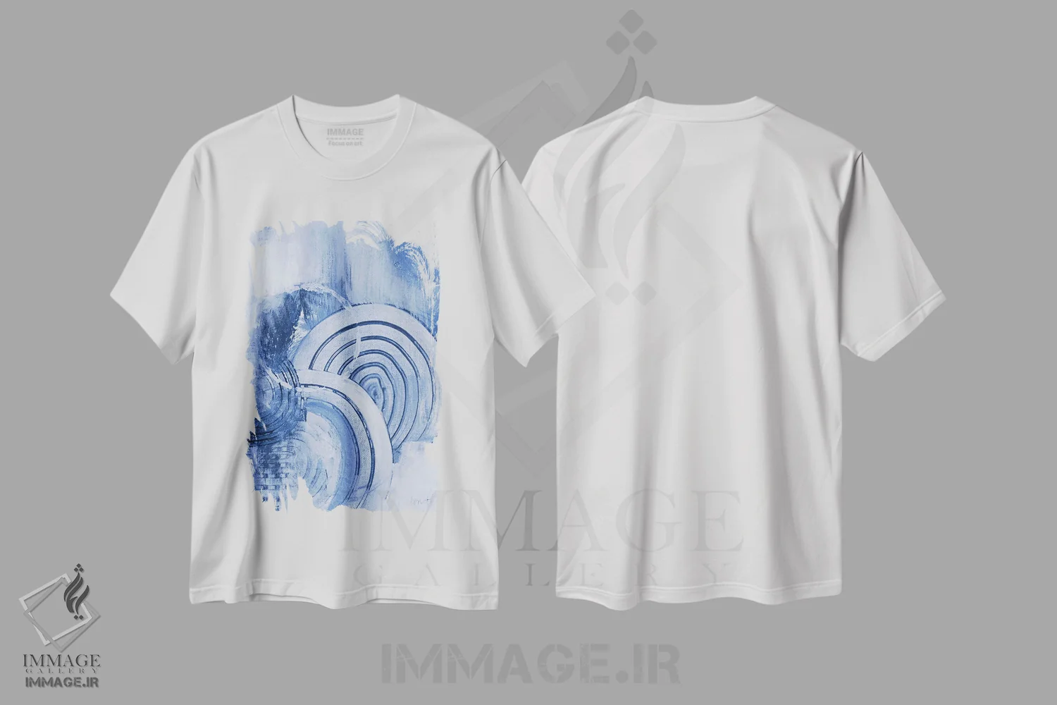 تیشرت سفید طرح دار "فراتر از ایندیگو عمودی" اثر لِینی لورث | immage.ir