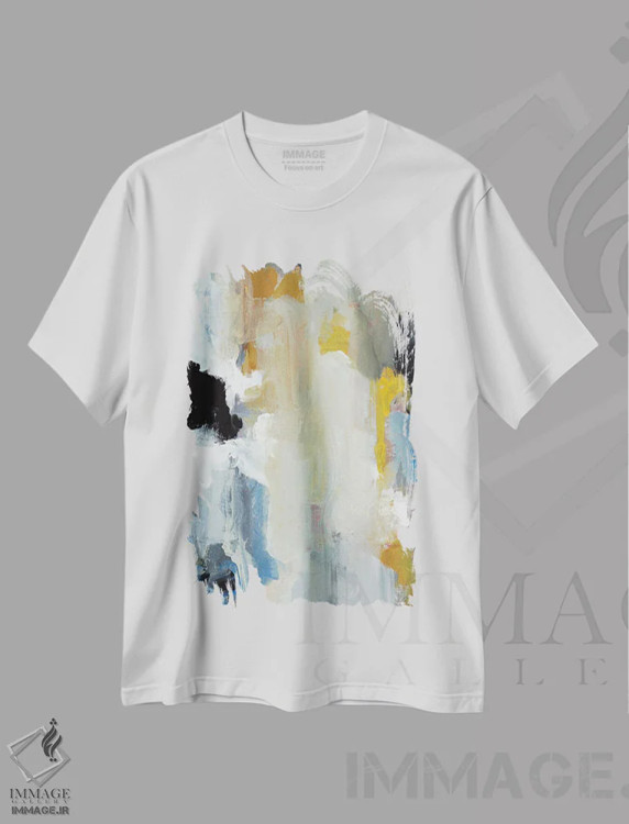 تیشرت سفید طرح دار "نمی توانم جلوی تعجبم را بگیرم I" اثر لِینی لورث | فروشگاه ایماژ