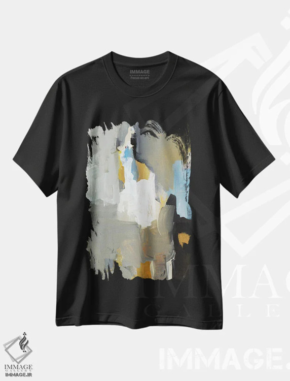 تیشرت مشکی طرح دار "نمی توانم جلوی تعجبم را بگیرم II" اثر لِینی لورث | فروشگاه ایماژ