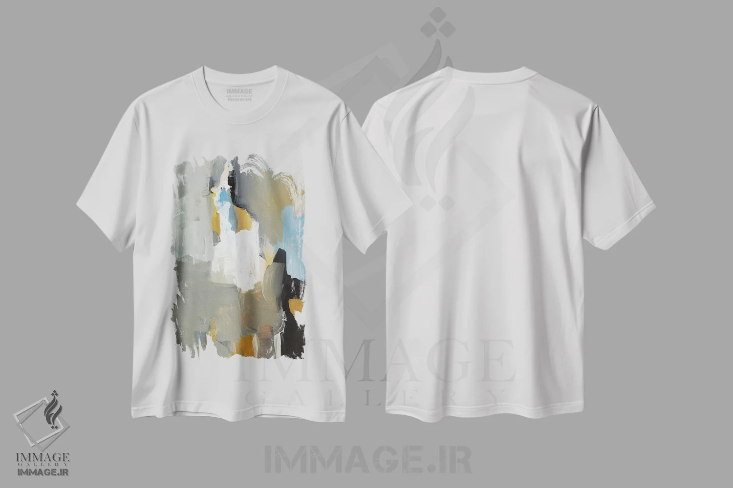 تیشرت سفید طرح دار "نمی توانم جلوی تعجبم را بگیرم II" اثر لِینی لورث | immage.ir