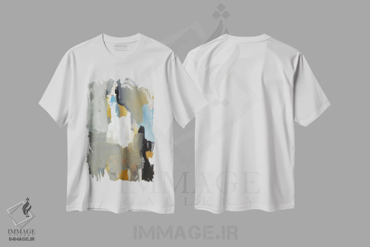 تیشرت سفید طرح دار "نمی توانم جلوی تعجبم را بگیرم II" اثر لِینی لورث | immage.ir