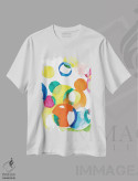 تیشرت سفید طرح دار "دایره های رنگارنگ"، آبستره اثر لِینی لورث | immage.ir