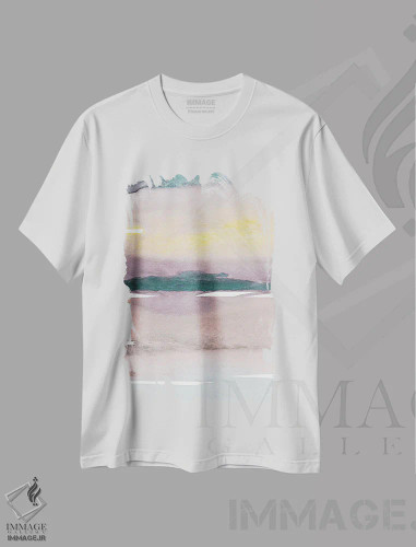 تیشرت سفید طرح دار "آسمان پشمک" اثر لِینی لورث | فروشگاه ایماژ