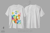 تیشرت سفید طرح دار "دایره های رنگارنگ"، آبستره اثر لِینی لورث | immage.ir