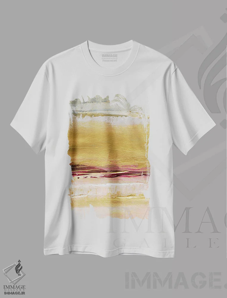 تیشرت سفید طرح دار "الهام بخش یاقوت طلایی" اثر لِینی لورث | فروشگاه ایماژ