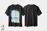 تیشرت مشکی طرح دار "روز بادی در ساحل"، دکور ساحلی اثر لِینی لورث | immage.ir