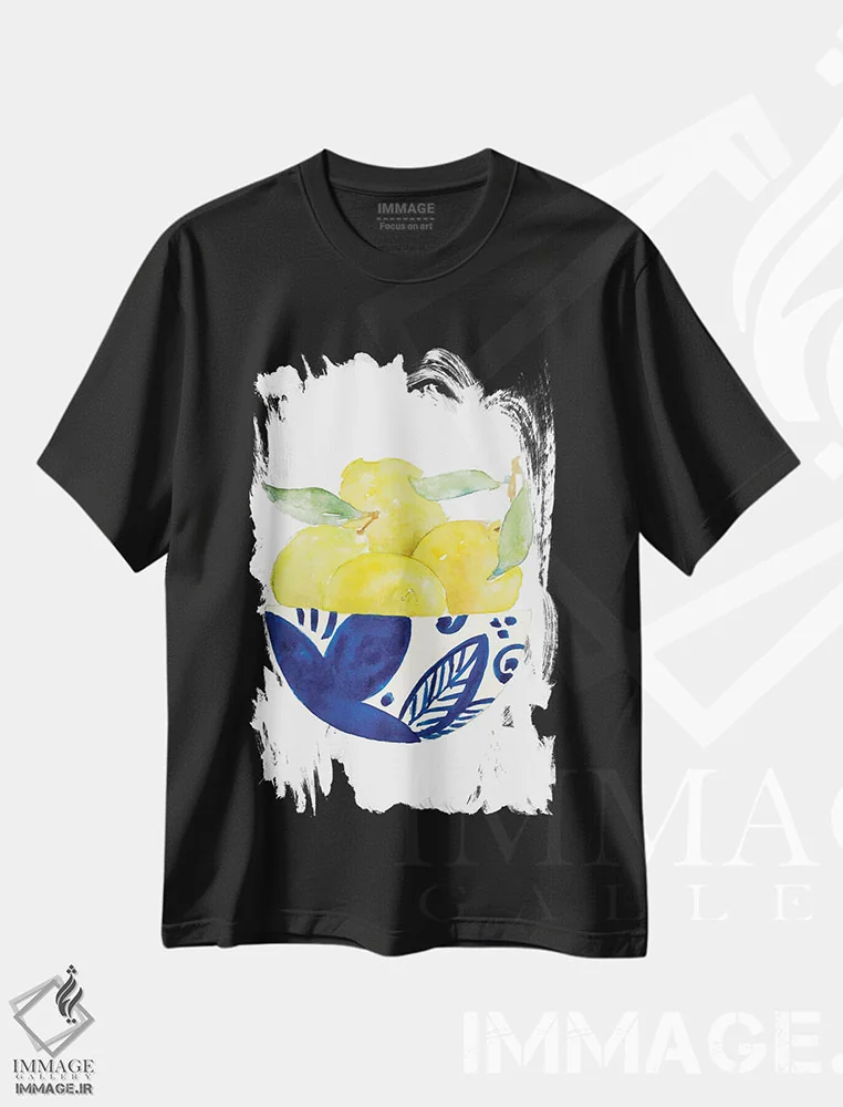 تیشرت مشکی طرح دار "کاسه ای از لیمو I"، مدیوم اثر لِینی لورث | immage.ir