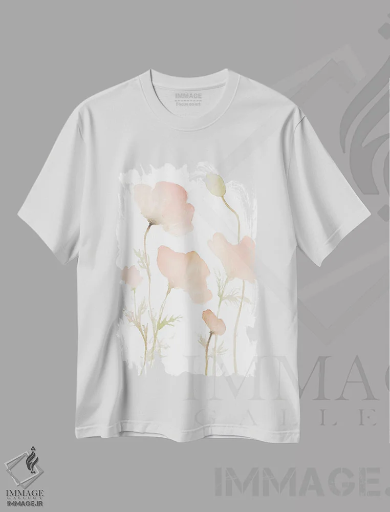 تیشرت سفید طرح دار "کاکتوس های اوایل تابستان I"، آبستره اثر لِینی لورث | فروشگاه ایماژ