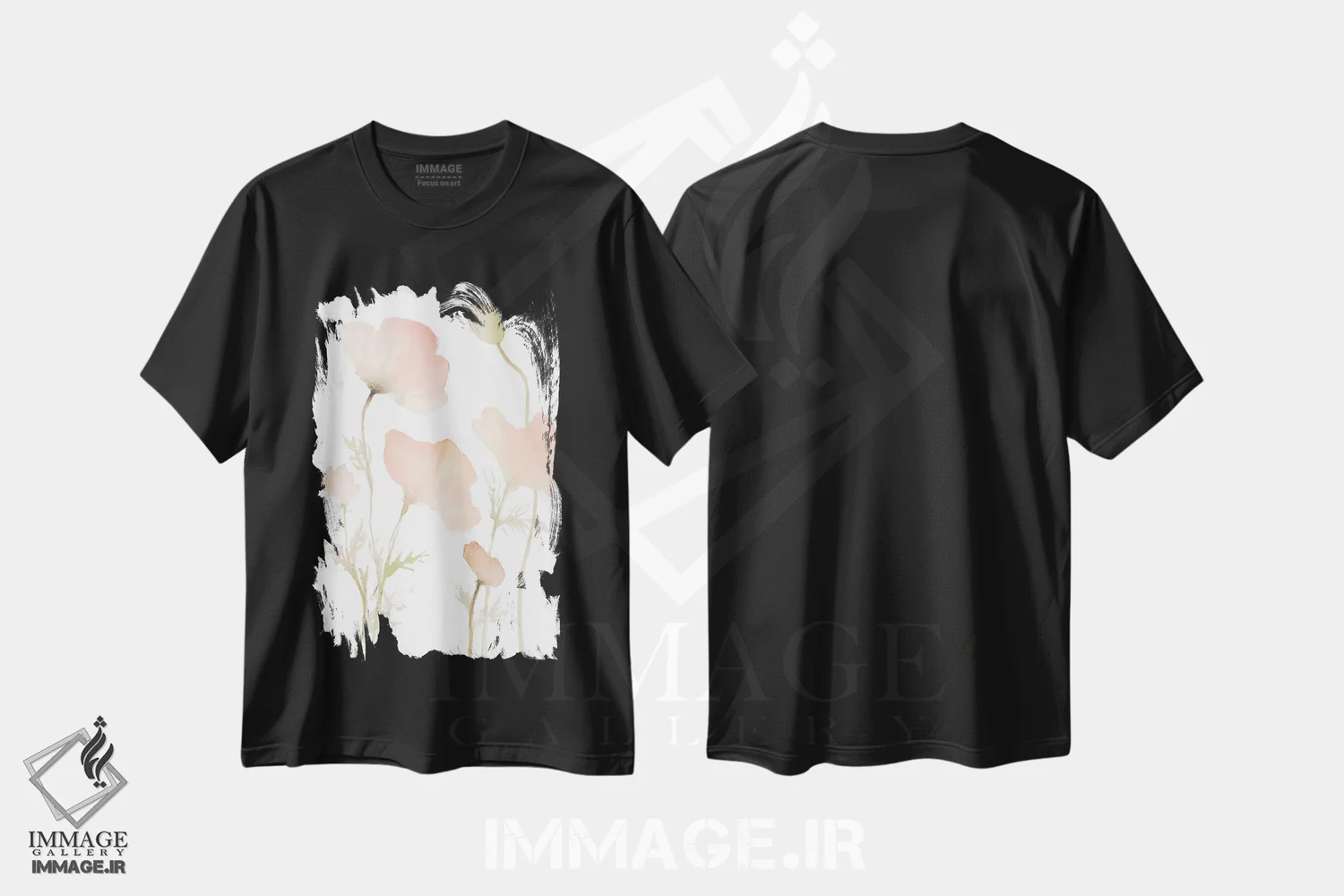تیشرت مشکی طرح دار "کاکتوس های اوایل تابستان I"، آبستره اثر لِینی لورث | immage.ir