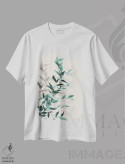 تیشرت سفید طرح دار "برگ های سبز تونال I"، دکور بوهمی اثر لِینی لورث | immage.ir