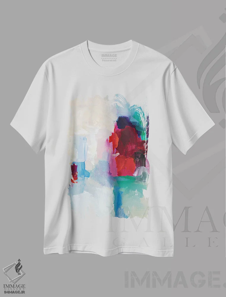 تیشرت سفید طرح دار "آن زمان روز است I" اثر لِینی لورث | فروشگاه ایماژ