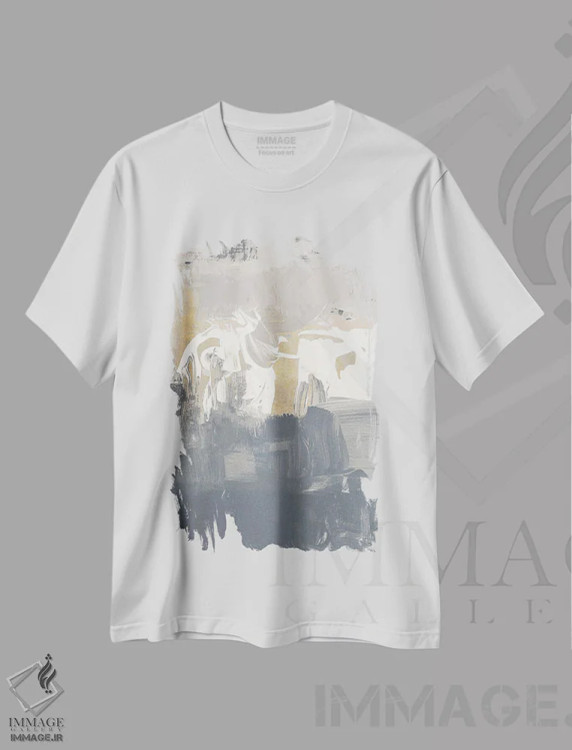 تیشرت سفید طرح دار "اشتیاق خاموش II" اثر لِینی لورث | immage.ir