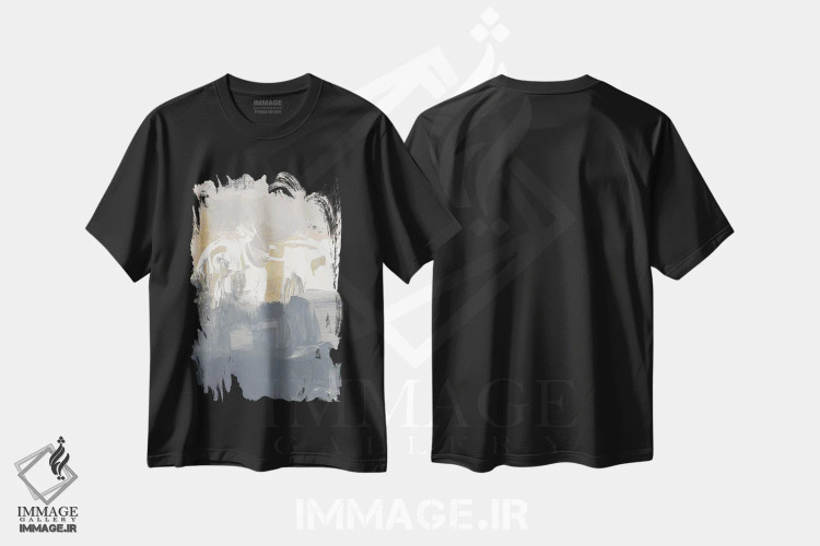تیشرت مشکی طرح دار "اشتیاق خاموش II" اثر لِینی لورث | فروشگاه ایماژ