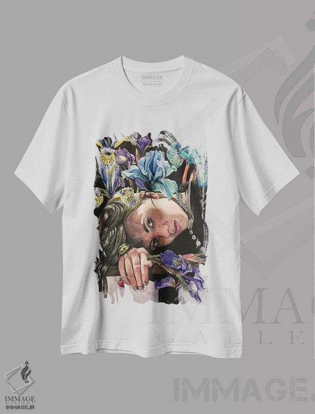تیشرت سفید طرح دار "طبیعت"، هنر فاخر معاصر اثر لیزا لنون | فروشگاه ایماژ